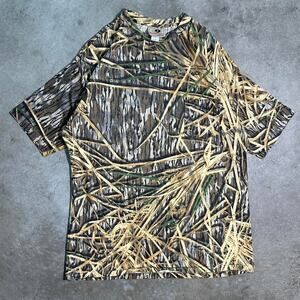 Vintage 90s Mossy Oak Camouflage Mens XXL Tee Shirt Single Stitch Outdoors Shirt